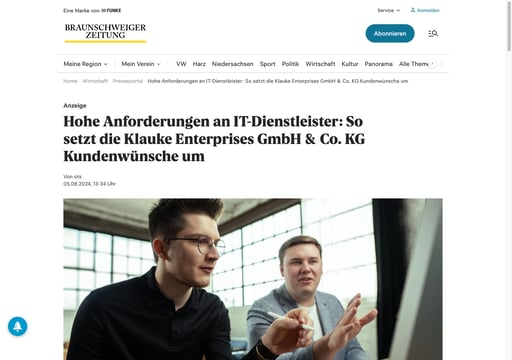 Artikel in der Braunschweiger Zeitung