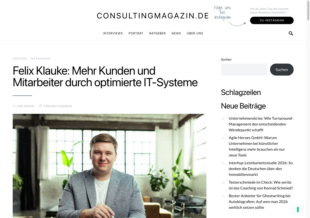 Consultingmagazin: Mehr Kunden und Mitarbeiter durch optimierte IT-Systeme