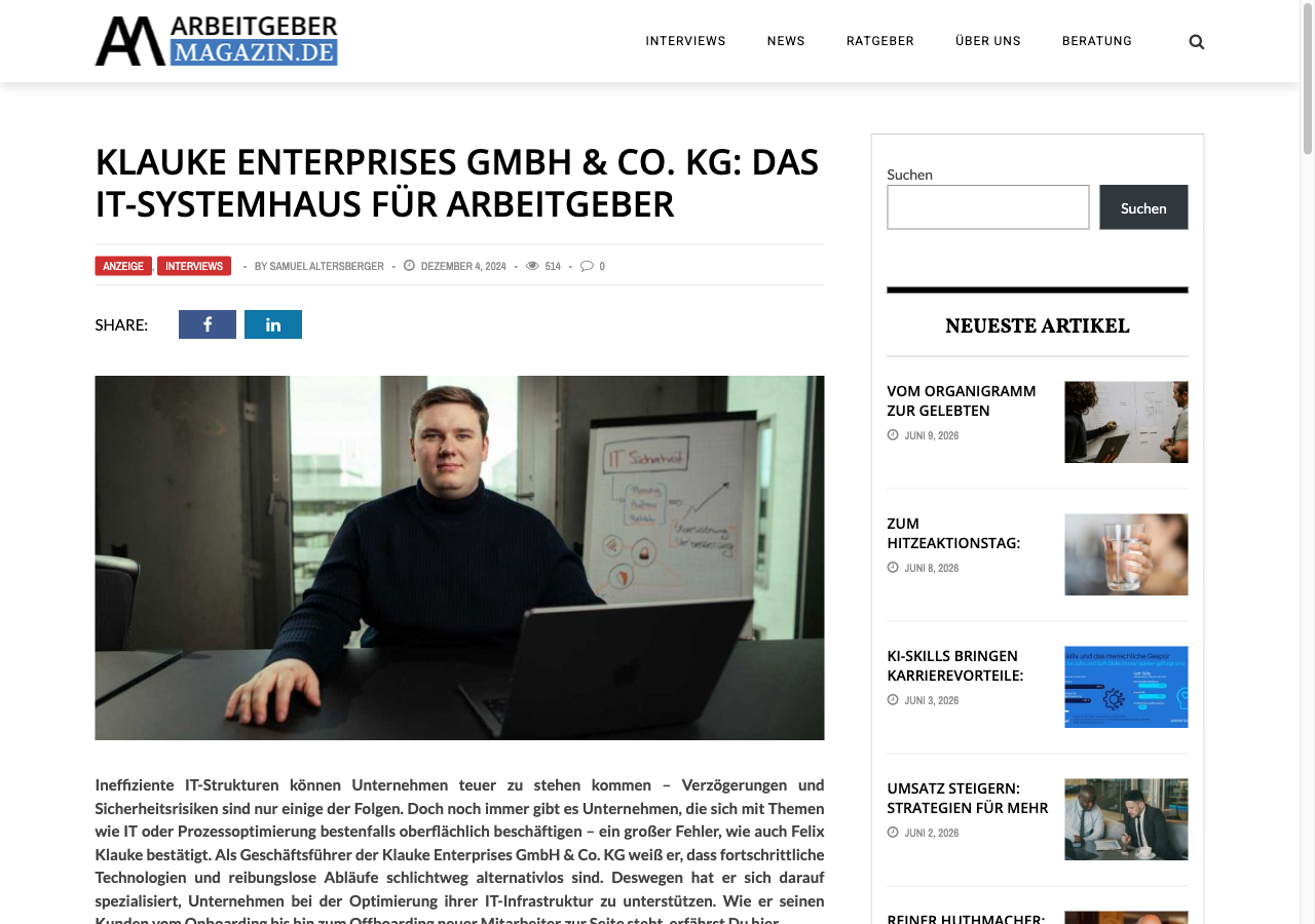 Arbeitgebermagazin: Klauke Enterprises: Das IT-Systemhaus für Arbeitgeber